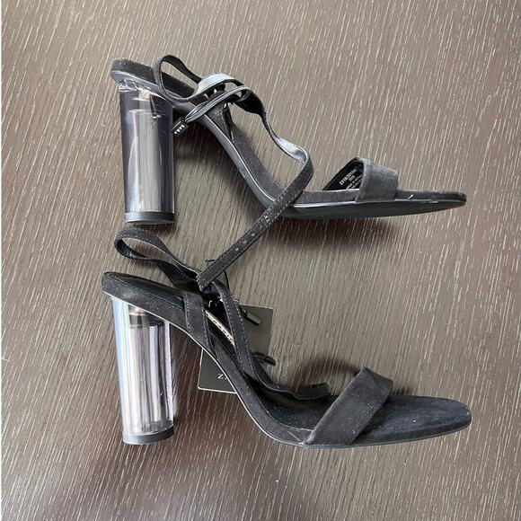 Zara Basic Black Sandals with Acrylic Clear High Heel - 8/39 - Picture 8 of 10